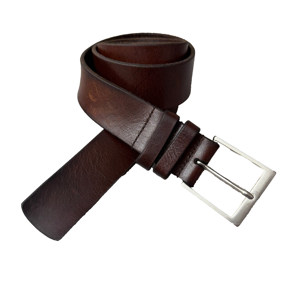 Brooks Brothers Leather Belt Mens 42 Brown Silver Buckle USA 1.25in Classic